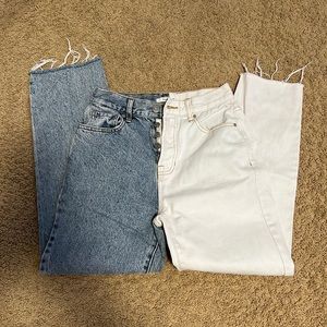 Pacsun blue and white high rise, straight leg jeans
